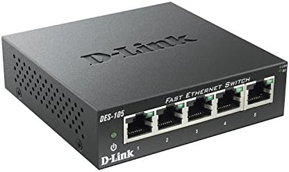 D-Link Hızlı Ethernet Anahtarı, 5 Port Yönetilmeyen 10/100 Metal Fansız Masaüstü veya Duvara Montaj Tasarımı (DES-105)