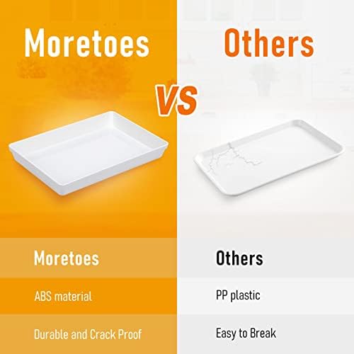 Moretoes 5 pcs için Servis Tepsisi Parti, 16x11 İnç Plastik Tepsiler için Hizmet Gıda, beyaz istiflenebilir Tabaklar