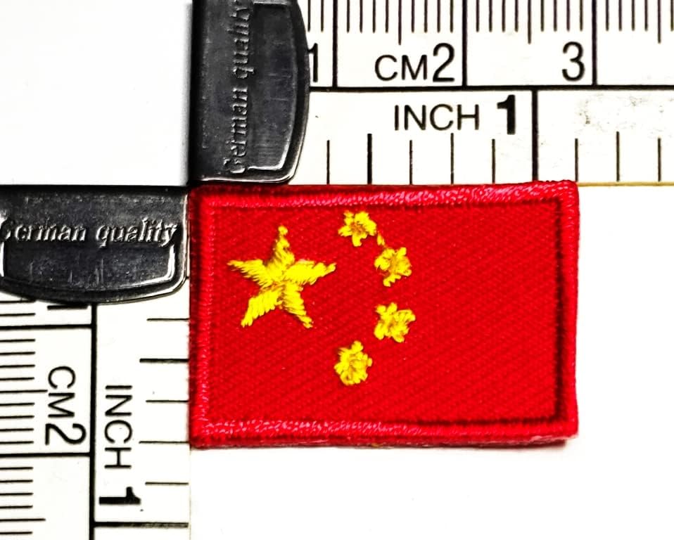 Kleenplus 0. 6X1.1 İNÇ. Mini Çin Bayrağı İşlemeli Yama Askeri Taktik Bayrak Amblemi Üniforma Dikmek Demir On Yamalar