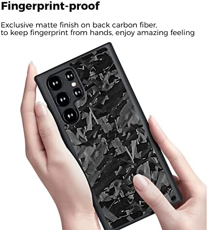 MONOCARBON Dövme Karbon Fiber Kılıf Samsung S23 Ultra [Mag-Safe ile Uyumlu] Etrafında Kaymaz Taraflar İnce Esnek Silikon
