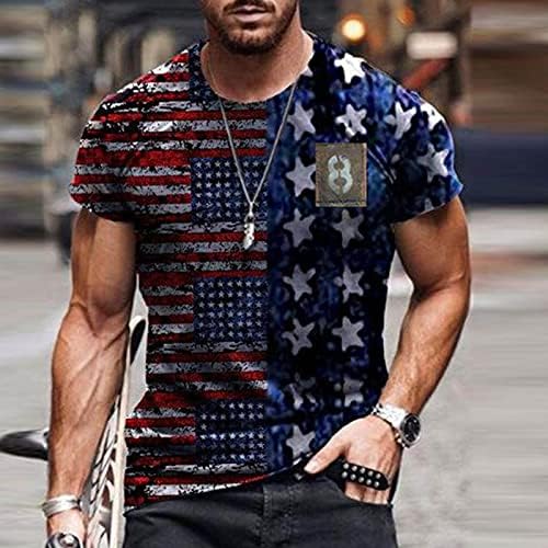 Amerikan Bayrağı T-Shirt Erkek Yaz Rahat Kısa Kollu Grafik Baskı Üstleri Serin Kas Egzersiz Atletizm Tees Vatansever