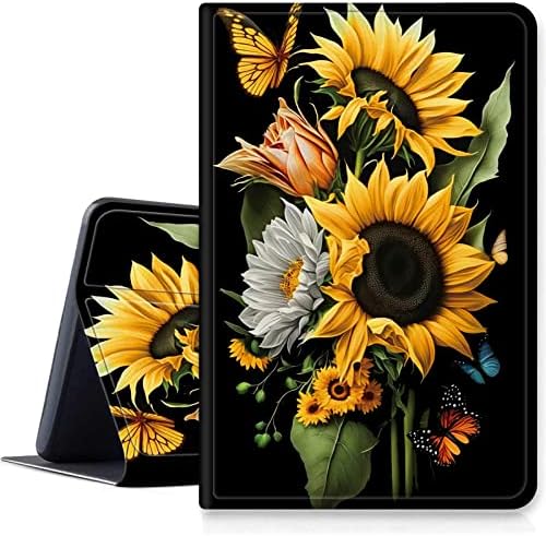 Ayçiçeği Kelebek Kılıf iPad 10th Gen 10.9 inç 2022 Sürümü( Model Numarası: A2696 A2757 A2777), Darbeye Dayanıklı PU