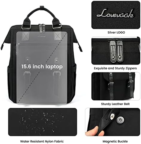 Kadınlar için LOVEVOOK Laptop Sırt Çantası, Öğretmen Hemşire Çantası İş Seyahat Bilgisayar Sırt Çantaları Çanta, USB