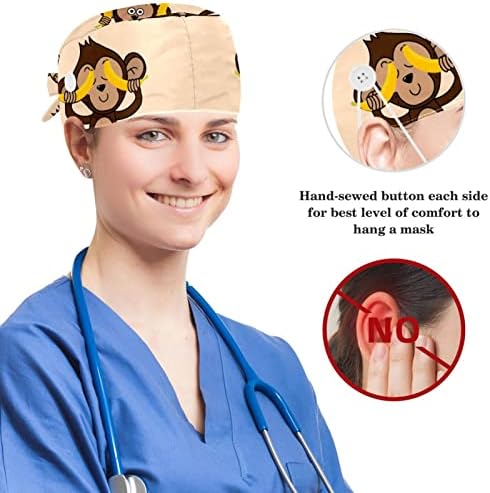 Çalışma Kap Düğmeleri ile Kadın Kabarık Şapka Elastik saç bandı Bir Boyut Estetik Maymun bir Spacemen Kask