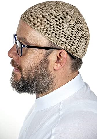 Türk Müslüman Premium Örgü Kufi Şapkalar Erkekler için, Takiye, Takke, Peci, İslami Kapaklar, İslami Hediyeler, Standart