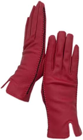 Yok Kış kadın eldivenleri Kırmızı Sıcak Deri Kalınlaşmış Süper Yumuşak Astarlı sürüş eldivenleri Tam Çizgi (Renk: