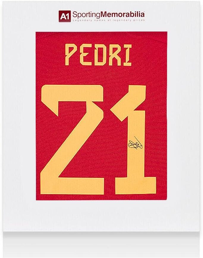 Pedri İmzalı İspanya Forması-2022-23, 21 Numara-Hediye Kutusu İmzalı Forma-İmzalı Futbol Formaları