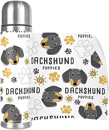 Dachshund Köpek Paw Puppies Cins Desen Vakum Yalıtımlı Paslanmaz Çelik Termos Şişeler 16 oz, kullanımlık Sızdırmaz