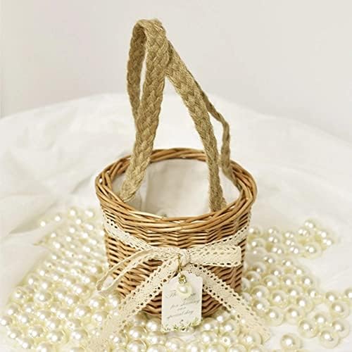 JKUYWX El Yapımı Dokuma Çiçek Sepeti Düğün Gelin Kız Ev Dekor taşınabilir kılıf Parti Dekoratif Sepet Depolama Süsler