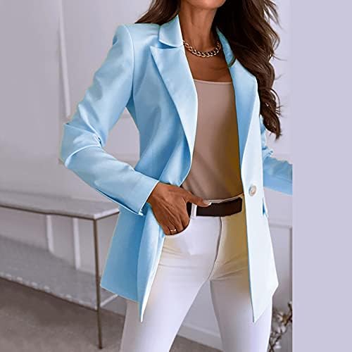 Rahat Katı Tek artı Boyutu Mont Ve Ceketler Düğme Yaka Uzun Kollu İnce Takım Elbise Mizaç Blazers Ceket Ofis Bayanlar