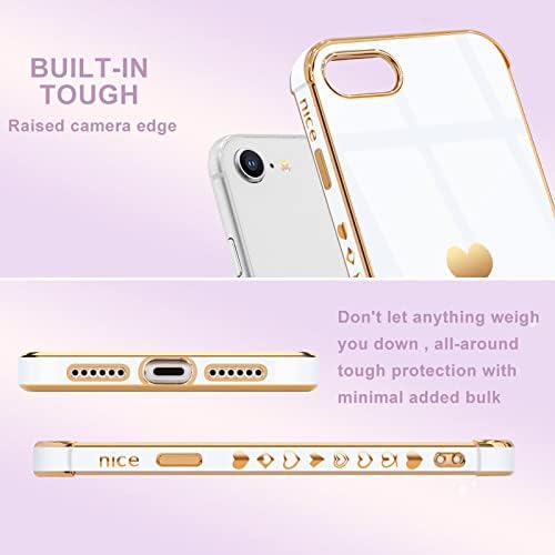 L-FADNUT iPhone 7 Artı Kılıf ile uyumlu iPhone 8 Artı Kılıf Kadın Kızlar Sevimli Bling Kalp Tasarım Kaplama Tampon
