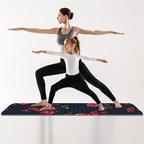 Yoga Mat, Ev Egzersiz için Yoga Paspaslar, Egzersiz Mat, Egzersiz Paspaslar, Pilates Mat, kırmızı gül çiçek yaprak