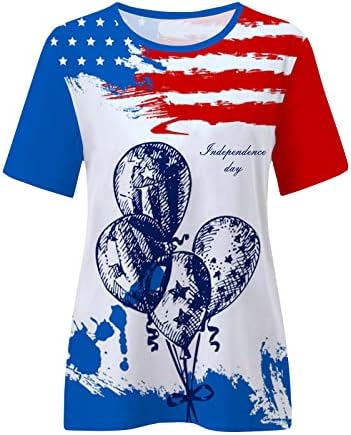 4 temmuz Vatansever T-Shirt Ekip Boyun Kısa Kollu Bluzlar Bağımsızlık Günü Gömlek Yaz Casual Tops