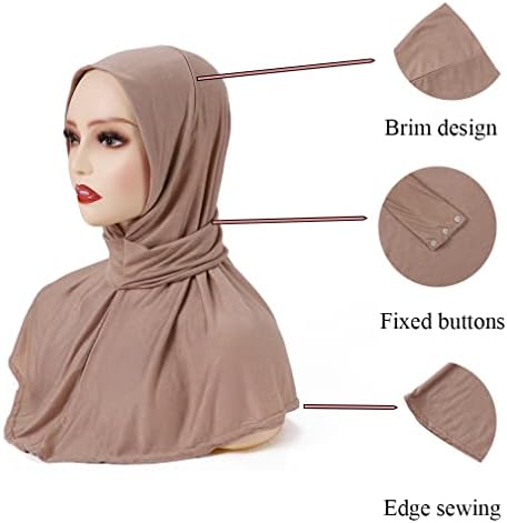Kadınlar için LMVERNA Müslüman Başörtüsü-Düğmeli Başörtüsü Başlığı Altında Moda Müslüman-Yumuşak ve Ter Emici