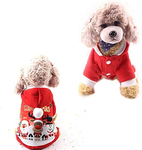 Pet Noel Giysileri Noel Köpek Kedi Hoodie Giysileri Pet Kış Giysileri L (Kırmızı) Polar Hoodie