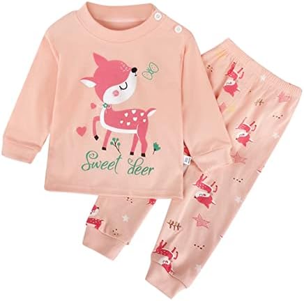 KAGAYD Kızlar için Giysi Kız Erkek Toddler Yumuşak Kıyafetler Toddler Karikatür Baskılar Uzun Kollu Çocuk Pijama Setleri