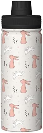 Su Şişesi Pembe-Sevimli-Tavşanlar-Bunny 18 Oz Paslanmaz Çelik Vakum Yalıtımlı Geniş Şişe Sızdırmaz Emzik Kapaklı