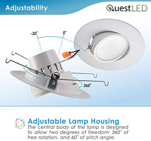 5/6 İnç LED Gimbal Ayarlanabilir Döner Downlight (6 Paket) 16.5 W= (100w Eşdeğeri) Nemli Konum Derecelendirmesi; 25.000