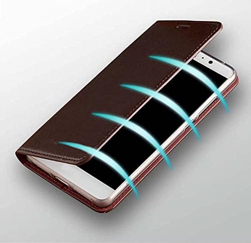 FOUNCY iPhone 14 Plus (2022) Flip Case Kılıf, iPhone 14 Plus 6.7 İnç için Hakiki Deri Darbeye Dayanıklı Folio Kickstand