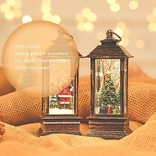 Noel fener, Noel kar küresi fener, ışıklı sokak lambası şekilli fener Festivali dekorasyon sahne Pil kumandalı Düğün