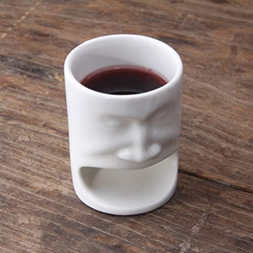DOITOOL Yüz Kahve Kupa Çerez Tutucu ile Seramik Çay süt kupası Kahvaltı İçme Kupa Pot Su çay bardağı Beyaz İnsan Yüzü