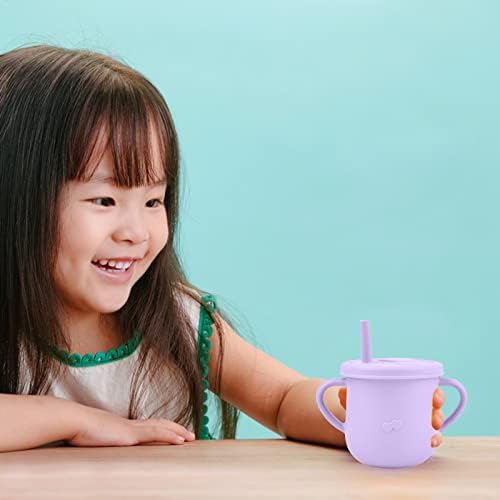 Pipetli Bebek Bardağı, Bebek için Gıda Sınıfı Silikon Eğitim Bardağı, Çocuk Atıştırmalık Bardakları, Bebek Pipetli