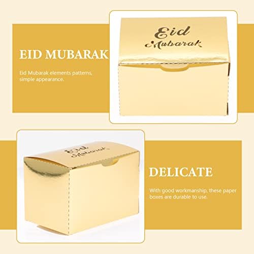PRETYZOOM Çikolata Hediye Kutusu Eid Mubarak Şeker Kutusu: Ramazan Favor Hediye Kutusu 50 PCS Kağıt Çerez Tatlı Pasta