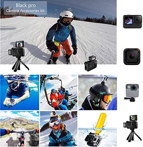 Siyah pro 60 in 1 Kamera Aksesuarları Kiti ile Uyumlu GoPro Hero 11 10 9 8 7, GoPro Max, GoPro Fusion, DJI Osmo Eylem,