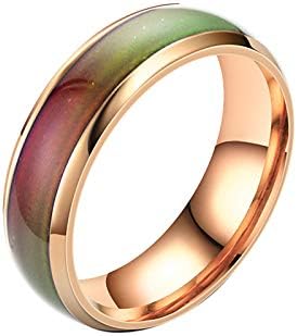 Paslanmaz Çelik Sıcaklığa Duyarlı Renk Değiştiren Düğün Band ruh hali yüzüğü Renk Değiştiren Yüzük Severler Paslanmaz