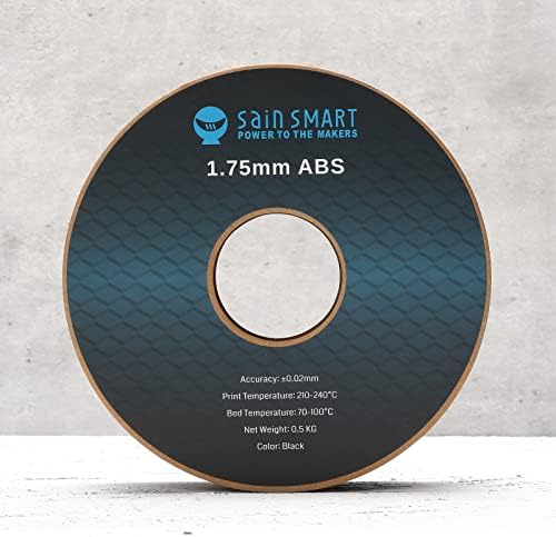 SainSmart ABS Filamenti 1,75 mm, ABS 3D Yazıcı Filament Paketi, Boyutsal Doğruluk +/- 0,02 mm, 500 g x 4'lü Paket-Siyah,
