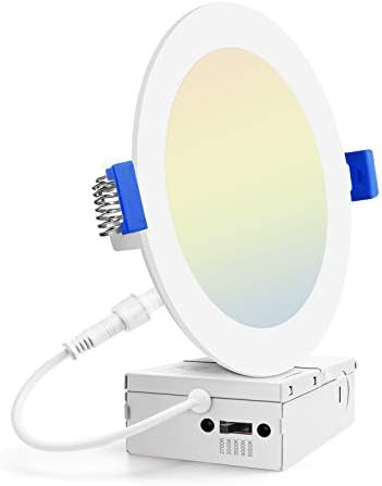 VOLISUN 1 Paket 6 inç 5CCT Ultra İnce LED Gömme Tavan ışığı Bağlantı Kutusu,2700K-5000K Renk Sıcaklığı Seçilebilir,CRI