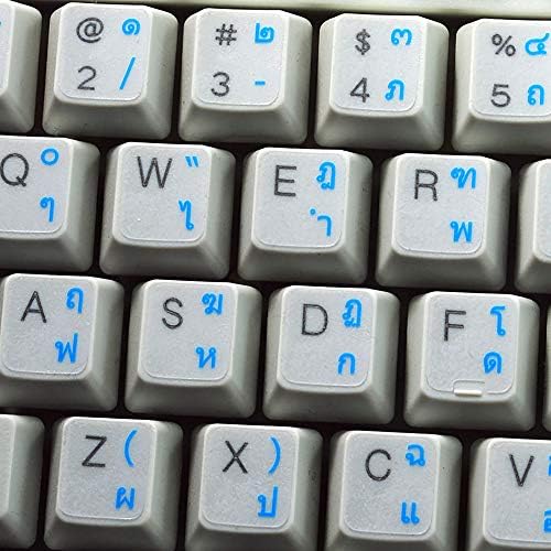 Masaüstü, Dizüstü Bilgisayar ve Dizüstü Bilgisayar için Şeffaf Arka Plan üzerinde Mavi Harfli Tay Klavye Etiketleri
