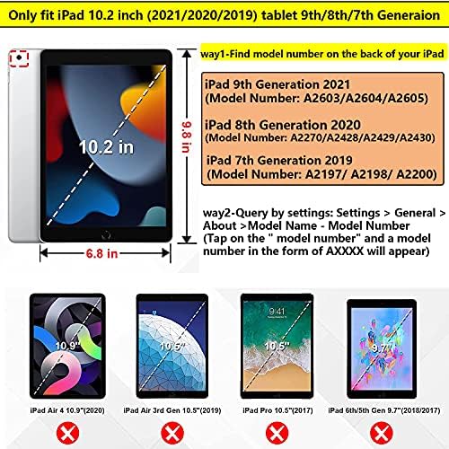 UUcovers Apple iPad 10.2 inç için Kılıf 9th/8th / 7th Nesil (2021/2020/2019) Kalemlik Kart Cepli [Otomatik Uyandırma