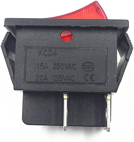 GUMMMY mandallama Rocker anahtarı güç anahtarı I/O 4 Pins ile ışık 16A 250VAC 20A 125VAC KCD4 DPST tekne (renk:siyah)