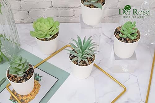 Der Gül 6 Set Sahte Bitkiler Succulents Bitkiler Yapay Tencere Yatak Odası için Estetik Oturma Odası Banyo Ofis Ev