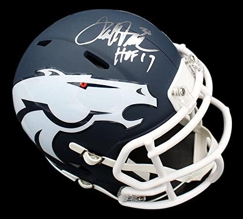 Terrell Davis, Denver Broncos Speed AMP NFL Mini Kaskını HOF 17 Yazılı İmzalı NFL Mini Kasklarla İmzaladı