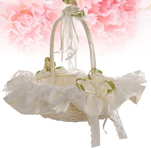 VALİCLUD Düğün Çiçek Kız Basket Dantel Gelin Sepeti Düğün Töreni Parti Dekorasyon için (Süt Beyaz) Parti Dekor