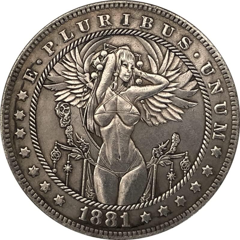 38MM Antik Gümüş Dolar Sikke Amerikan Morgan Serseri Sikke 1881CC Zanaat 105