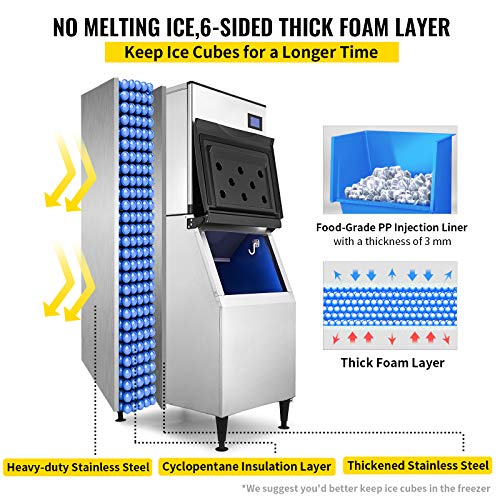 VEVOR Ticari Buz Yapma Makinesi, 110V 550LBS / 24H 350LBS Büyük Depolama Buz Makinesi, ETL Onaylı, Gelişmiş LCD Panel,