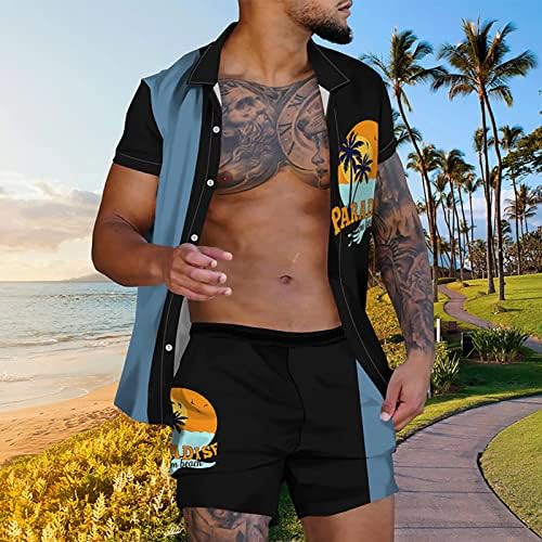 Erkek Plaj Tatil Rahat Seti Kısa Kollu Gömlek Şort Takım Elbise 3D Baskı Hırka Bluz Üstleri Botom Sandıklar Kıyafetler