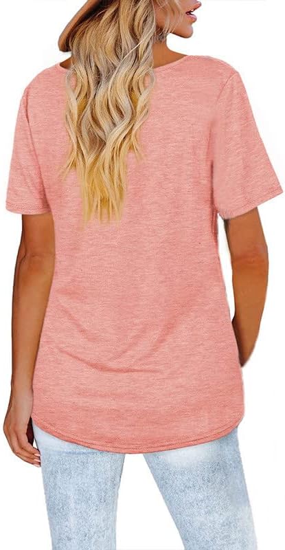 Blusas Manga Corta para Mujer Camisetas lisas Cuello Redondo Camiseta Moda Verano 2023 ropa Playa holgada para Mujer