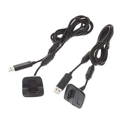 Xbox 360 için NingB 2 Parçalı Siyah USB Şarj Kablosu Kablosu