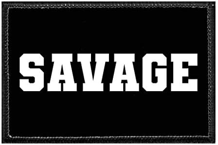 Savage - Siyah ve Beyaz | Şapka, Kot Pantolon, Yelek, Ceket | 2x3 inç | Çekme Yaması için cırt Cırt Takın
