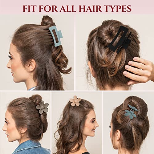 8 Paket Orta pençe klipsleri, Kadın Kızlar için saç tokası s 3.5 Sevimli Çiçek pençe klipsi Kare Saç pençe klipsleri,