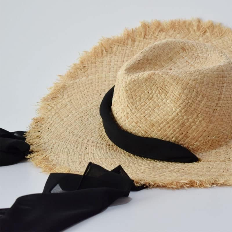 Kadınlar için ZSEDP Rafya Şapkaları Yaz Geniş Kenarlı Kayışlar Güneş Şapkaları Plaj Şapkaları