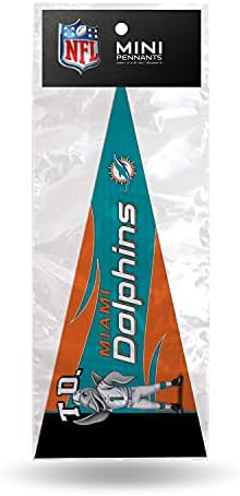 Rıco Industrıes NFL Futbol Miami Dolphins Maskotu-T. D. 4 x 9 Keçe Mini Flama Takım Seti (8 Parça İçerir)