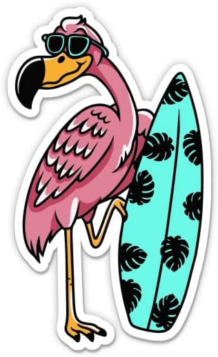 Flamingo Sörf Sticker-5 laptop etiketi - Su Geçirmez Vinil Araba, Telefon, Su Şişesi-Komik Flamingo Çıkartması