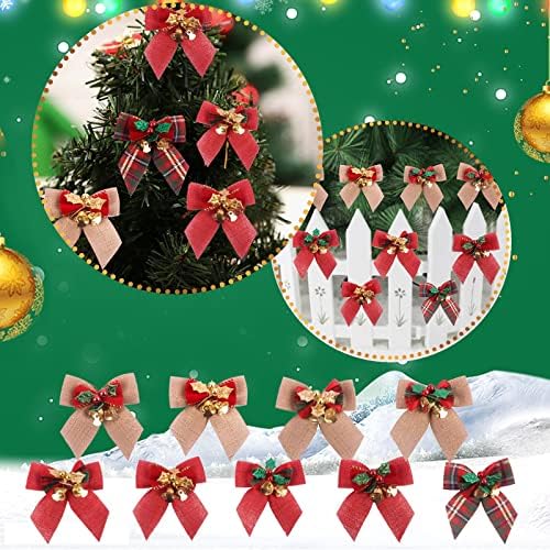 Noel Dekorasyon İlmek Noel Ağacı Çelenk Dekorasyon Sevimli Renkli Polyester Noel 12 Paket Yaylar Hediye Parti İyilik
