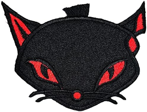 Rareeasy Yama Seti 2 Adet. Siyah Kedi Cadılar Bayramı Demir on Yamalar Şeytan Kedi Karikatür Çocuklar Aplike İşlemeli