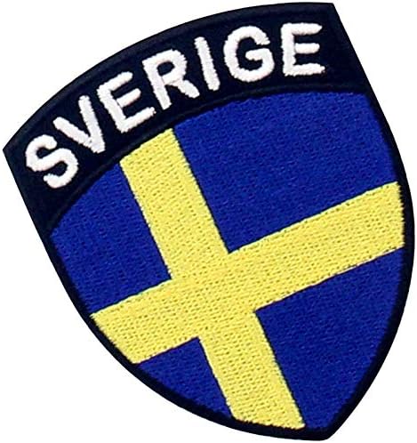 EmbTao İsveç Kalkanı Bayrağı Yama İşlemeli Aplike Demir On Dikmek İsveç Ulusal Amblemi